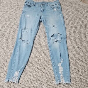 Soho Light Blue Distressed Skinny Jeans Size 4 Stretch